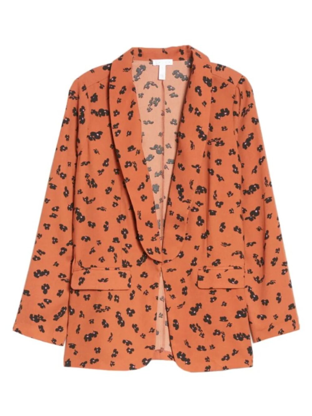 LEITH (Nordstrom) Rust Floral Open-Front Blazer | Small